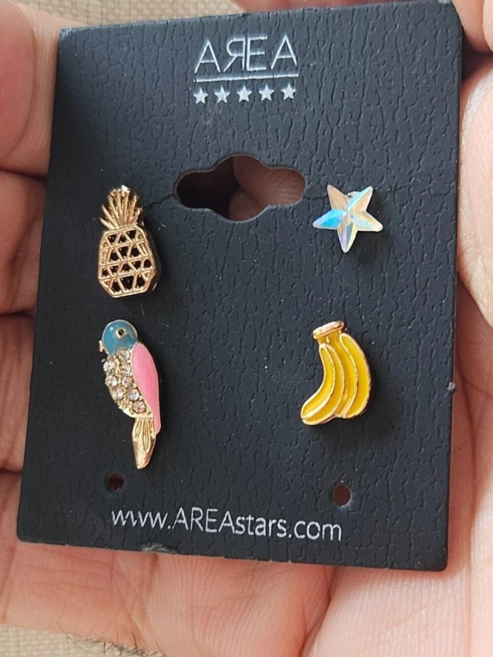 Area Stars Earrings Studs Mismatch Banana Star Pineapple Bird Fashion Jewelry